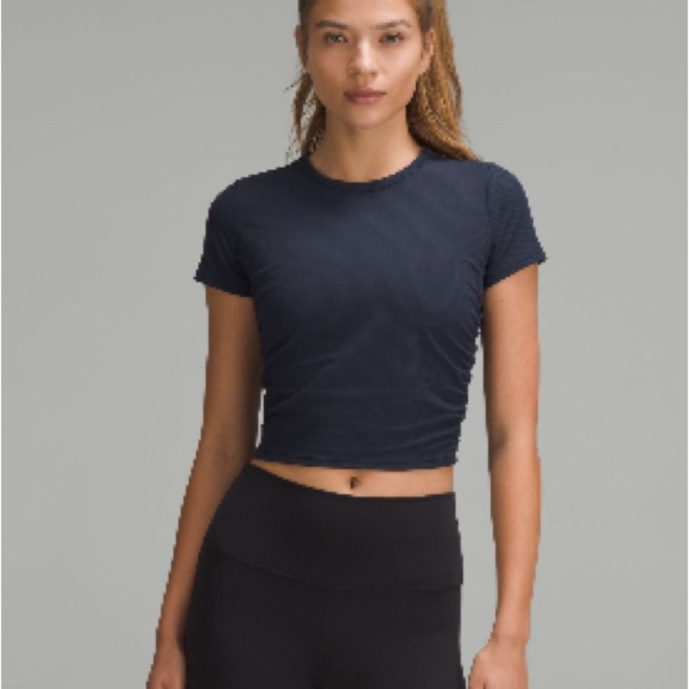 Lululemon ALL IT Takes Ribbed Nulu nwt size 14 Women's Navy Blue Fitted Top
